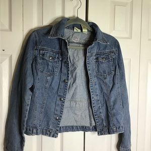 Belongings Women's Denim Jean Jacket Long Sleeve w/Embroidery Size S Small